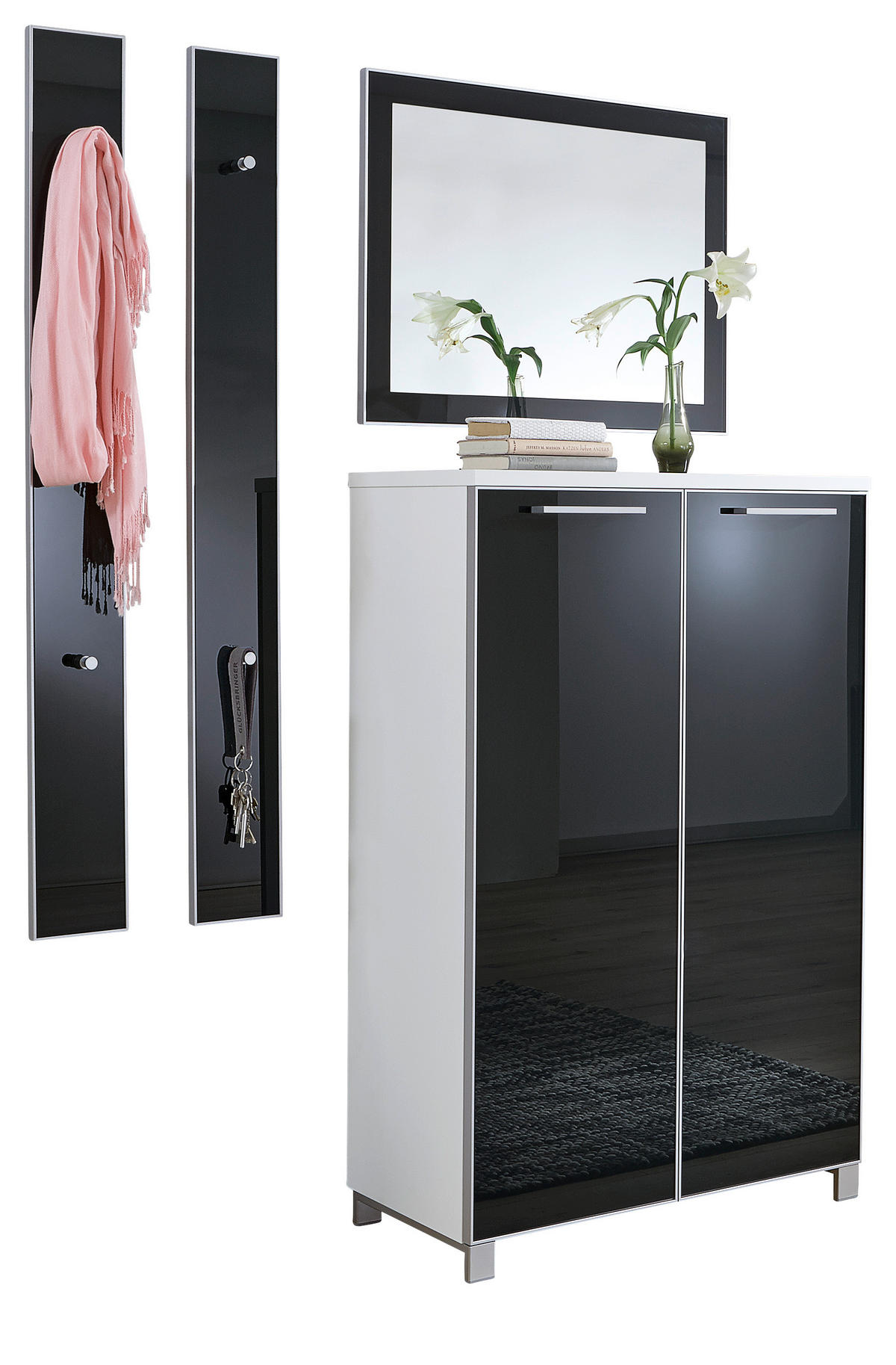 GARDEROBE 4-teilig  in 135/195/37 cm  - Anthrazit/Weiß, Design, Glas/Holzwerkstoff (135/195/37cm)