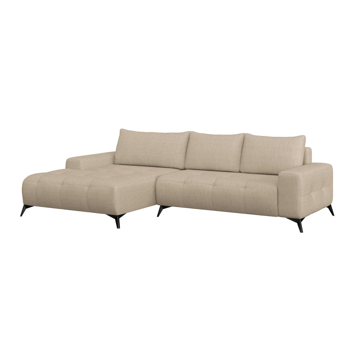 ECKSOFA MAURO Beige Flachgewebe  - Beige/Schwarz, Trend, Textil/Metall (175/290cm) - MID.YOU