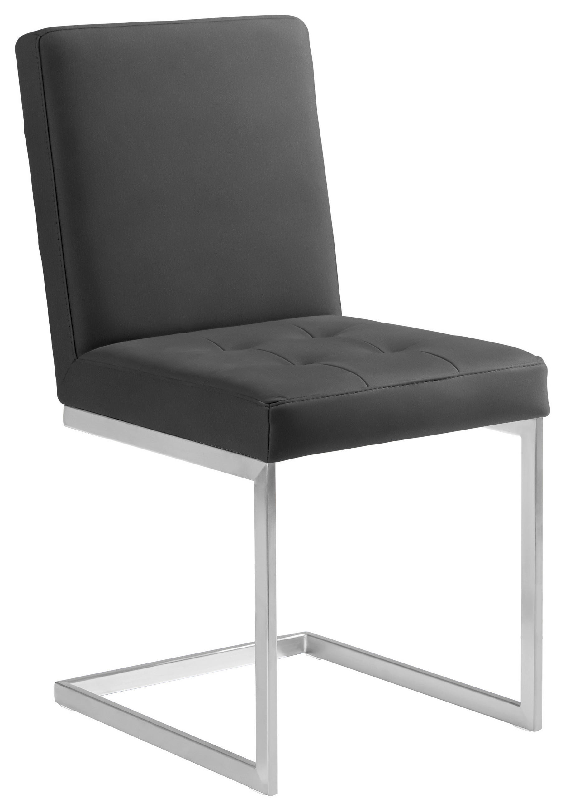 SCHWINGSTUHL  in Stahl Mikrofaser  - Edelstahlfarben/Dunkelbraun, Design, Textil/Metall (45/91/58cm) - Moderano
