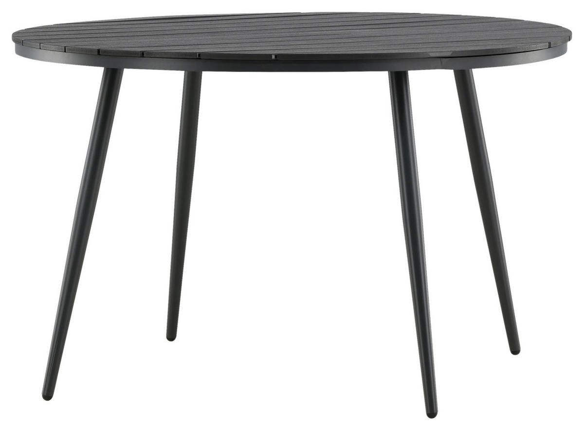 GARTENTISCH Metall, Kunststoff Schwarz rund  - Schwarz, KONVENTIONELL, Kunststoff/Metall (120/74cm) - Gardenson