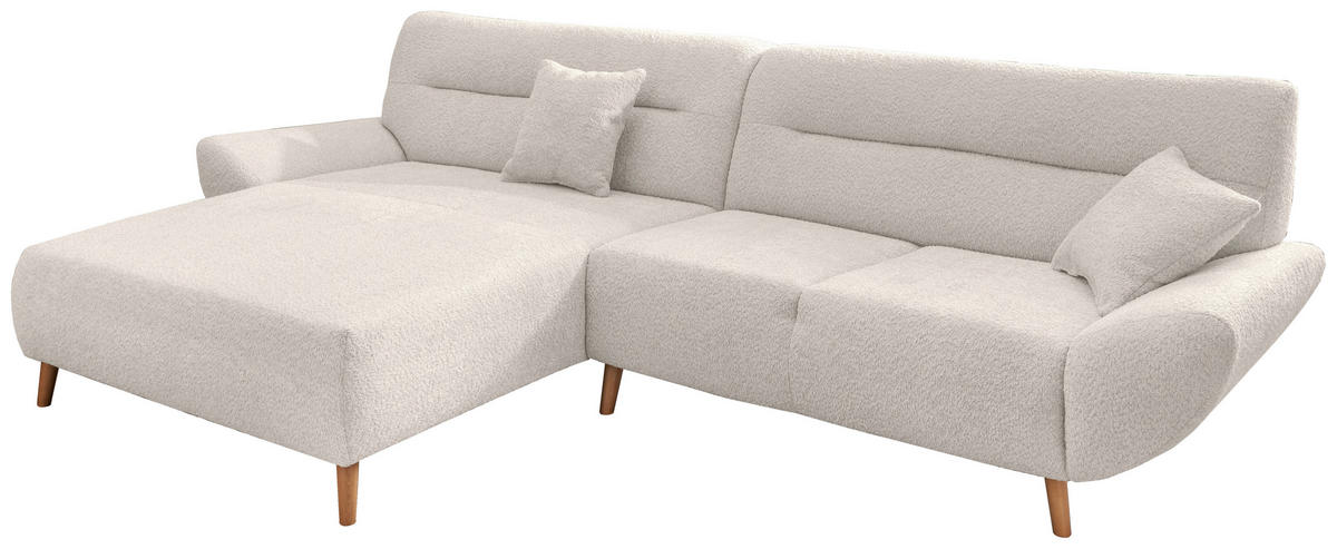 ECKSOFA Weiß Bouclé  - Wildeiche/Weiß, KONVENTIONELL, Holz/Textil (166/290cm) - MID.YOU