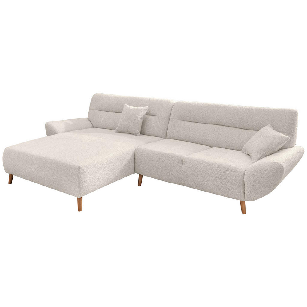 Thumbnail - Mid.you Ecksofa, Weiß, Textil, Buche, Uni, 4-Sitzer, Füllung: Schaumstoff, Ottomane links, L-Form, 290x166 cm, Made in E...