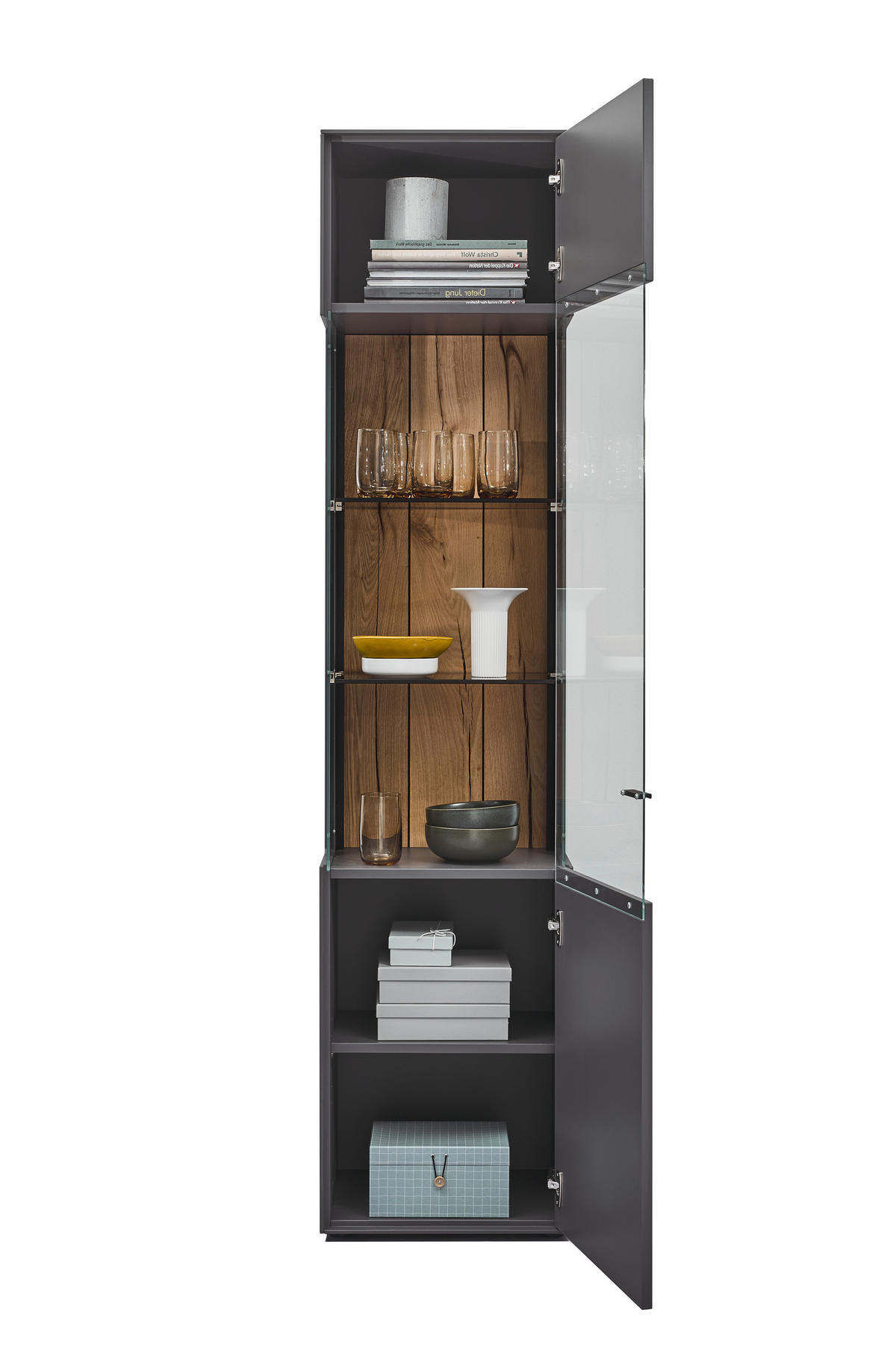 VITRINE in Graphitfarben  - Graphitfarben, Design, Glas/Holzwerkstoff (46,9/205,5/37,1cm) - Dieter Knoll