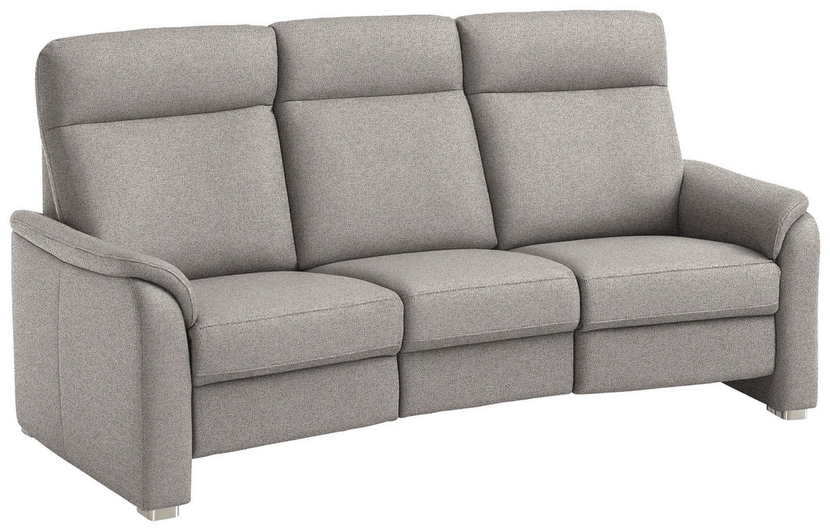 TRAPEZSOFA Flachgewebe Graubraun  - Graubraun/Alufarben, Konventionell, Textil/Metall (218/107/103cm) - Beldomo Comfort