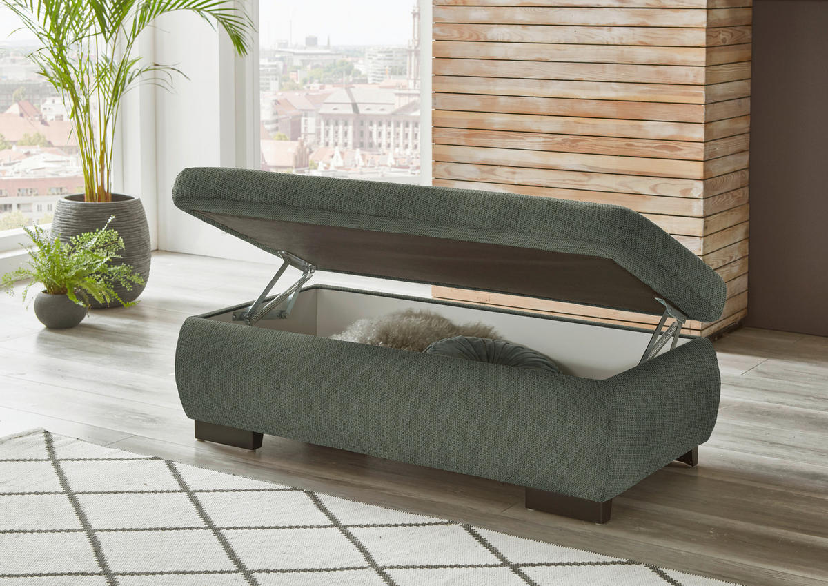 ECKSOFA in Flachgewebe Dunkelgrün  - Dunkelgrün/Schwarz, Design, Textil/Metall (297/174cm) - Beldomo Style