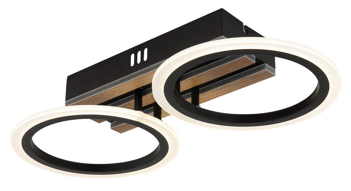 LED-DECKENLEUCHTE 44,5/21/8,5 cm   - Dunkelbraun/Schwarz, Natur, Holzwerkstoff/Kunststoff (44,5/21/8,5cm) - Globo