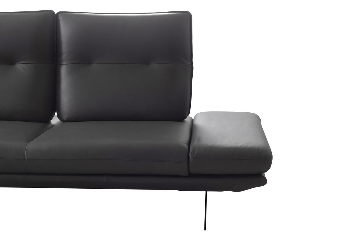 Colțar, piele, gri închis - gri închis/negru, Design, metal/piele (180/291cm) - Celina Home