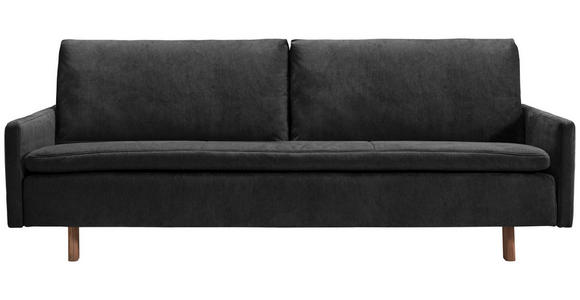 SCHLAFSOFA Flachgewebe Schwarz  - Eichefarben/Schwarz, KONVENTIONELL, Holz/Textil (220/85/98cm) - Carryhome