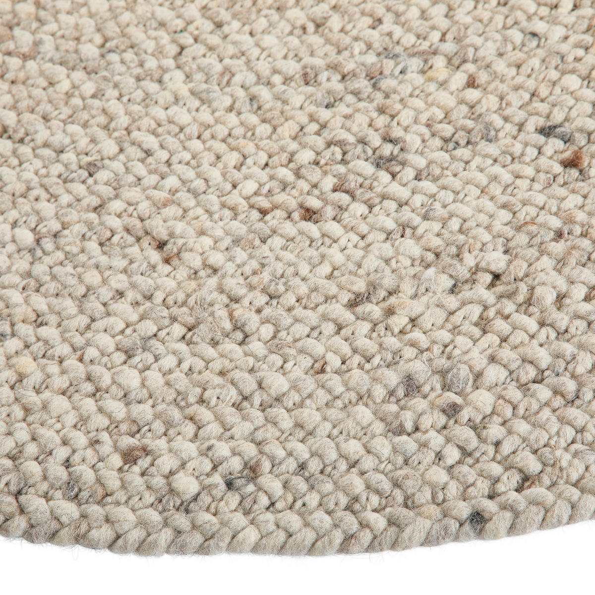 HANDWEBTEPPICH 120 cm Schwarz, Beige rund  - Beige/Schwarz, Basics, Textil (120cm) - Linea Natura