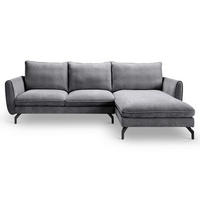 ECKSOFA TORONTO Grau Webstoff  - Schwarz/Grau, Basics, Textil/Metall (259/165cm) - MID.YOU