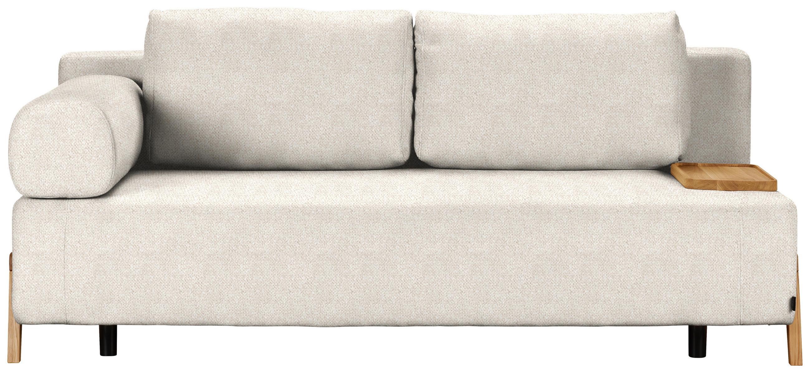 SCHLAFSOFA  mit Stoffauswahl, Armlehnen seitenverkehrt montierbar, Armteil links Bouclé Creme  - Creme/Naturfarben, Design, Holz/Textil (211/88/102cm) - Niels Andersson