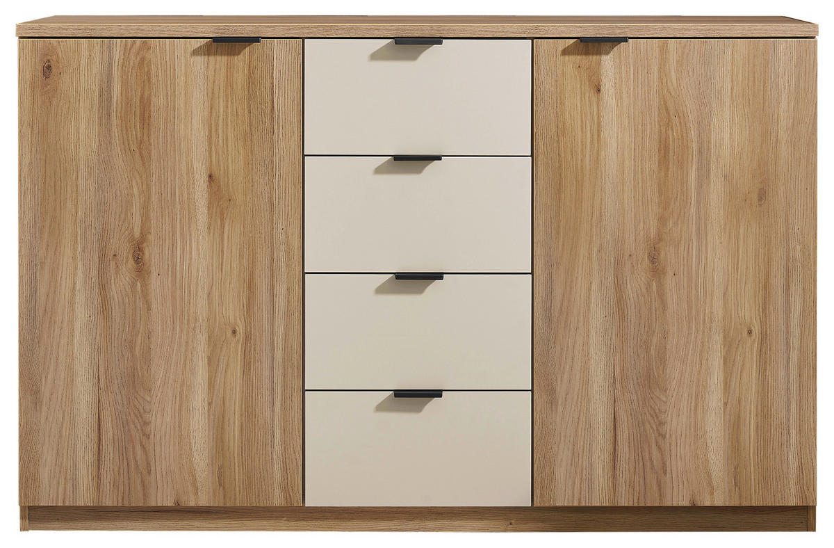 SIDEBOARD  in 140/89,5/38 cm  - Kaschmir/Eichefarben, Design, Holzwerkstoff/Metall (140/89,5/38cm) - Xora