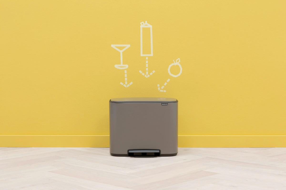 ODPADKOVÝ KOŠ  33 l - šedá/černá, Design, kov/plast (54/44/36,5cm) - Brabantia