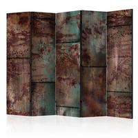 PARAVENT mit 5  Flügel - Braun/Grün, Basics, Holz/Textil (225/172/3cm) - artgeist