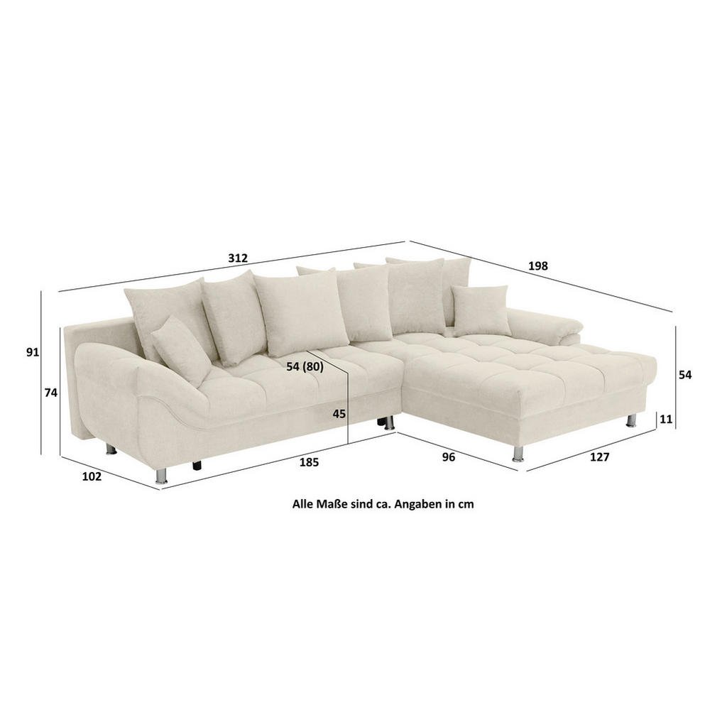 Thumbnail - Livetastic Ecksofa Erice, Blau, Textil, 4-Sitzer, Füllung: Schaumstoffflocken,Schaumstoffflocken, Ottomane rechts, L-For...