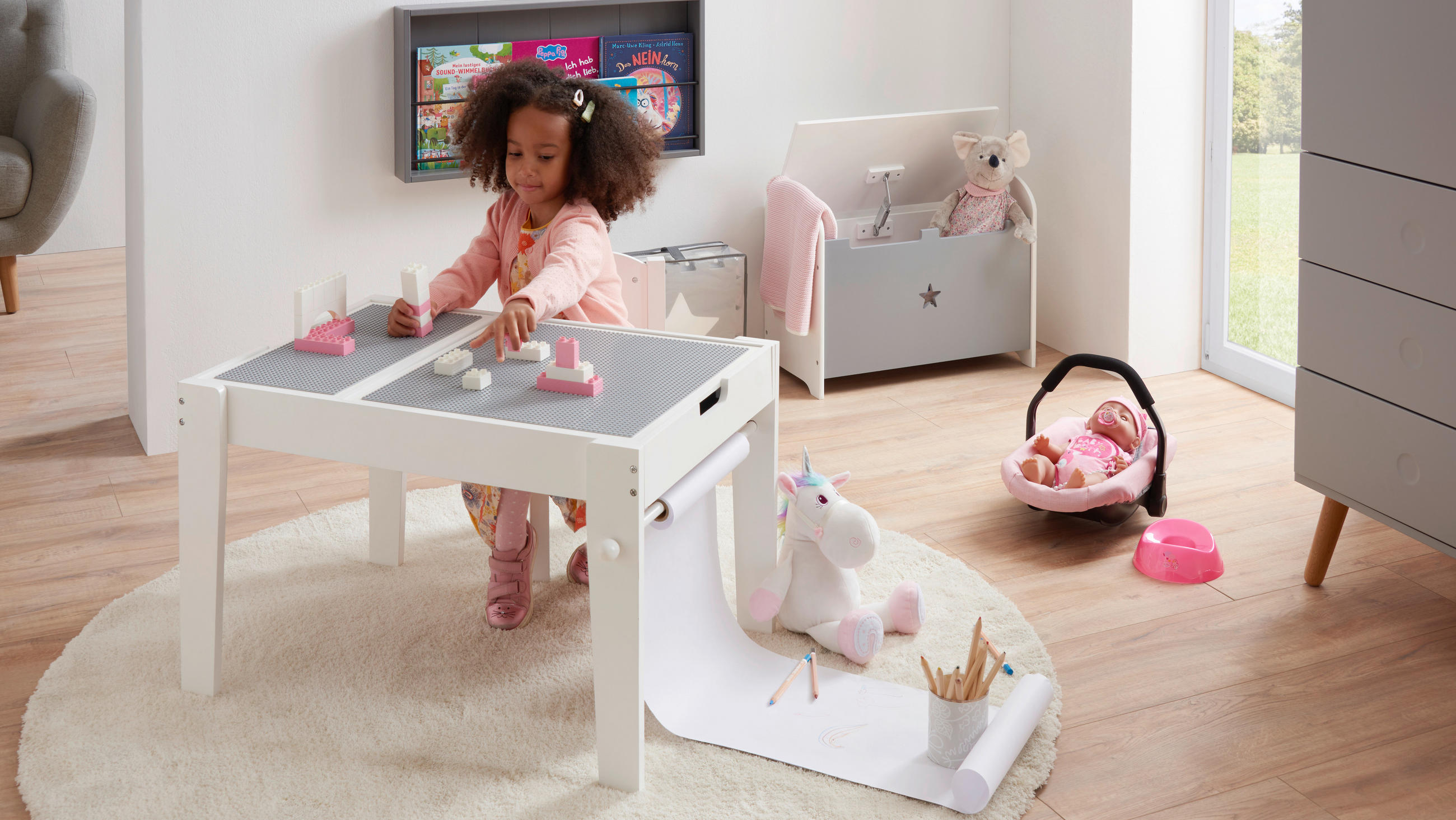 SPIELZEUGTRUHE - Weiß/Grau, Trend (60/30/47cm) - My Baby Lou