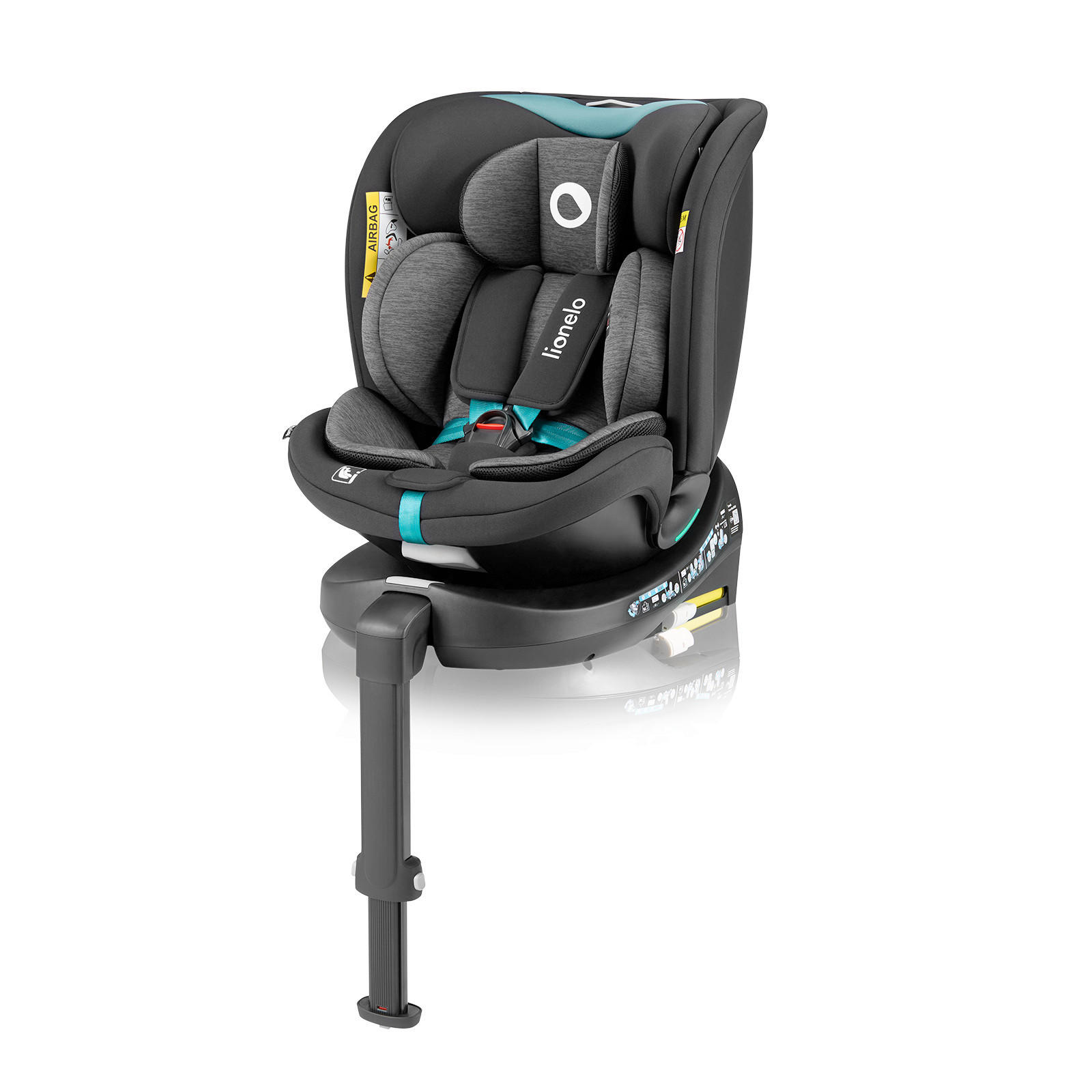 Lionelo Kinderautositz Navy i-Size Schwarz, Türkis 44x59-79x49 cm