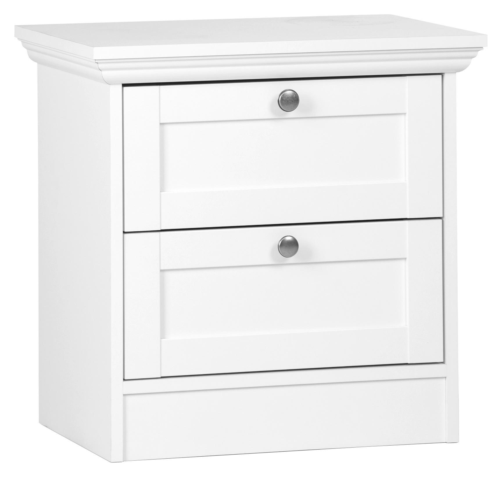 NACHTKÄSTCHEN 50/50/35 cm  in Weiß  - Silberfarben/Weiß, LIFESTYLE, Holzwerkstoff/Metall (50/50/35cm) - MID.YOU