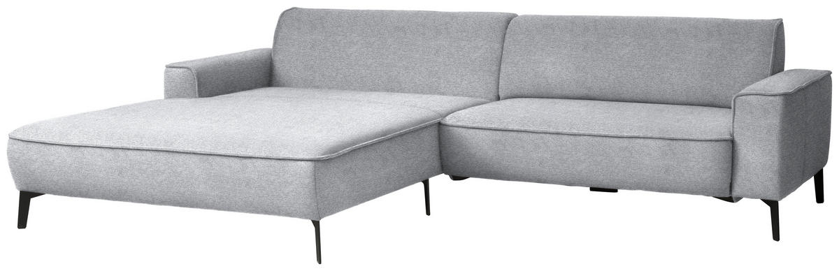 ECKSOFA in Flachgewebe Grau  - Schwarz/Grau, Design, Textil/Metall (190/285cm) - Johann Jakob