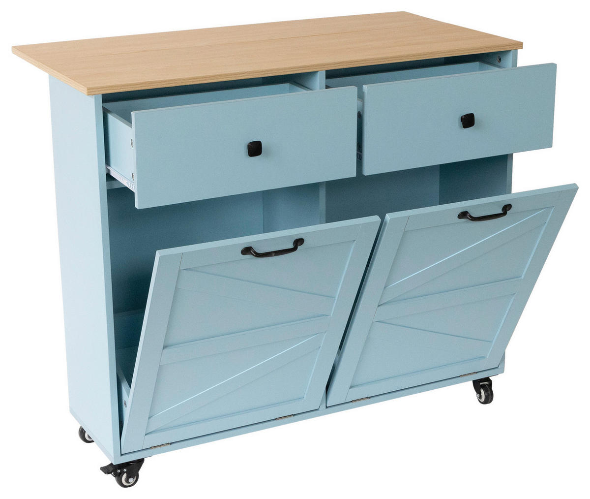 SERVIERWAGEN in Blau  - Blau/Schwarz, Basics, Holzwerkstoff/Kunststoff (100/85/50cm) - MID.YOU