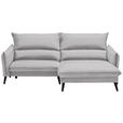 ECKSOFA in Velours Hellgrau  238/170 cm  - Hellgrau/Schwarz, Design, Holz/Textil (238/170cm) - Carryhome