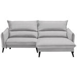 ECKSOFA in Velours Hellgrau  238/170 cm  - Hellgrau/Schwarz, Design, Holz/Textil (238/170cm) - Carryhome