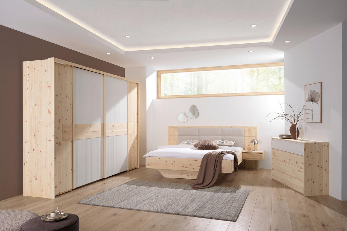 KLEIDERSCHRANK in Weiß, Zirbelkieferfarben  - Zirbelkieferfarben/Weiß, Natur, Holz (305/220/69cm) - Linea Natura