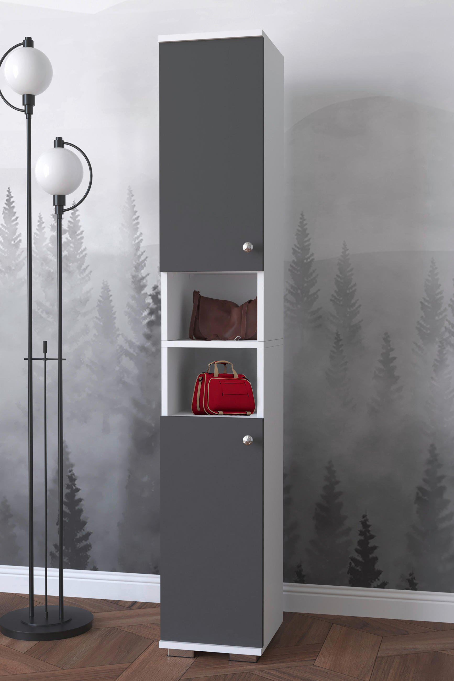 SKOSKÅP  i 30/178/33 cm  - aluminiumfärg/antracit, Modern, metall/trämaterial (30/178/33cm) - MID.YOU