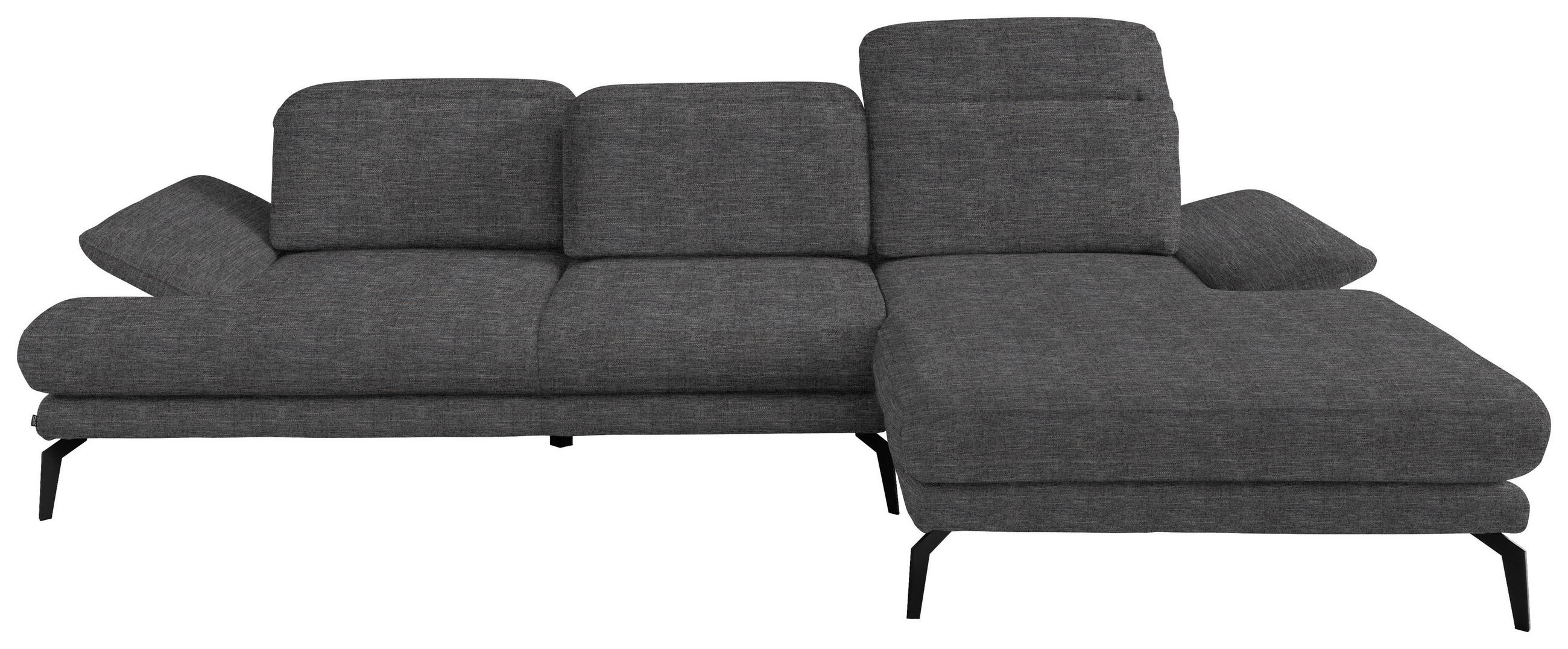 ECKSOFA Webstoff Anthrazit  - Anthrazit/Schwarz, Design, Textil/Metall (289/180cm) - Stylife