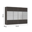SCHWEBETÜRENSCHRANK 316/235/68 cm 4-türig Graphitfarben, Seidengrau  - Chromfarben/Seidengrau, KONVENTIONELL, Glas/Holzwerkstoff (316/235/68cm) - Novel