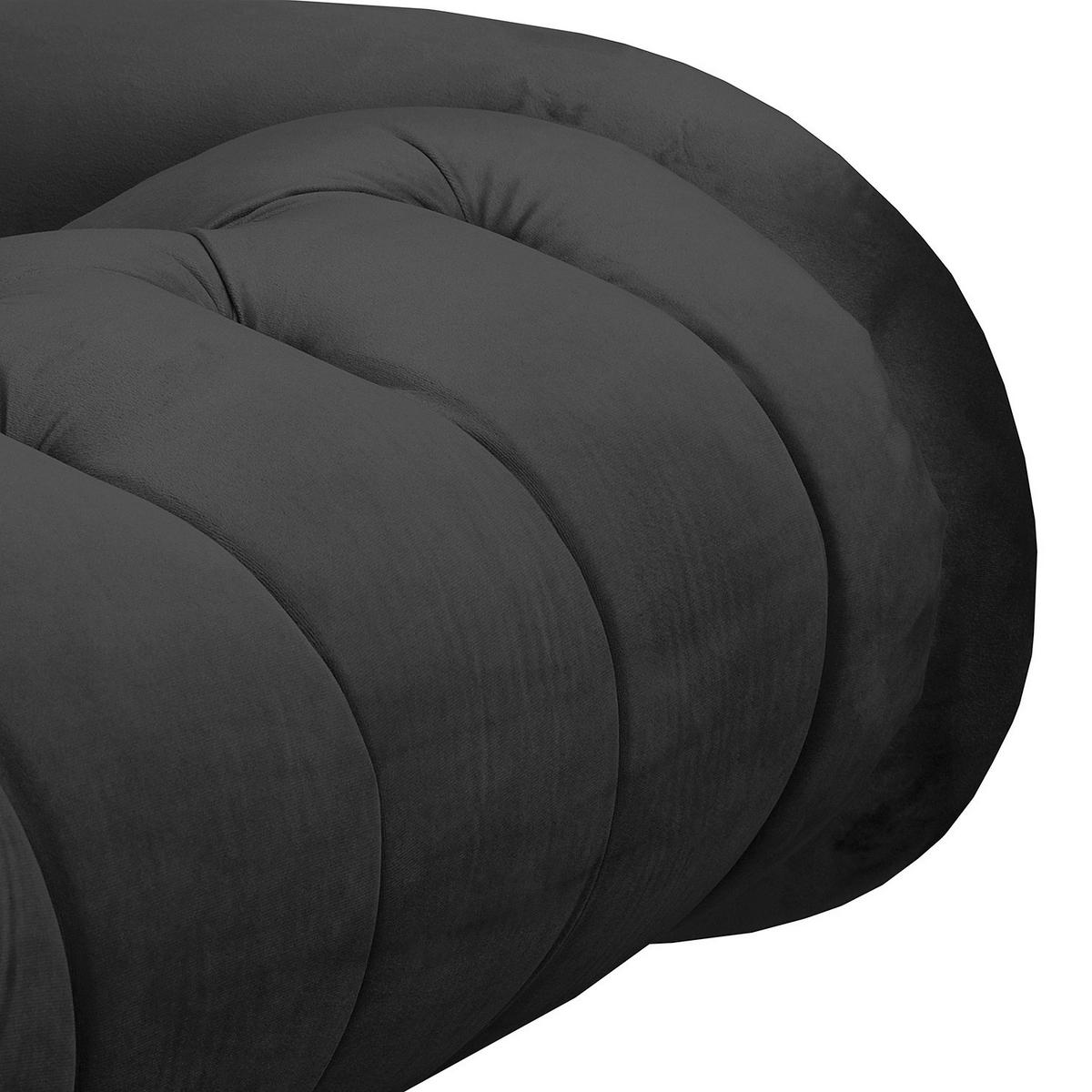 RÉCAMIERE Samt Schwarz  - Schwarz/Braun, Design, Holz/Textil (185/93/75cm) - Livetastic