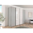 SCHWEBETÜRENSCHRANK 271/235/68 cm 4-türig Grau, Weiß  - Chromfarben/Weiß, KONVENTIONELL, Glas/Holzwerkstoff (271/235/68cm) - Novel