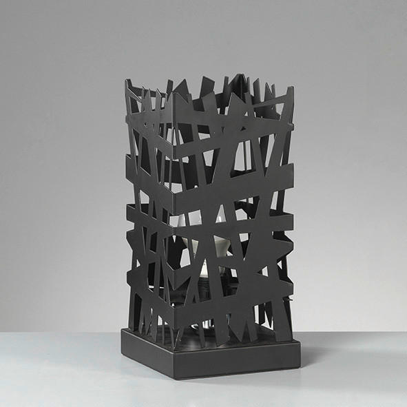 TISCHLEUCHTE 14/29 cm   - Brombeere/Schwarz, Design, Metall (14/29cm)
