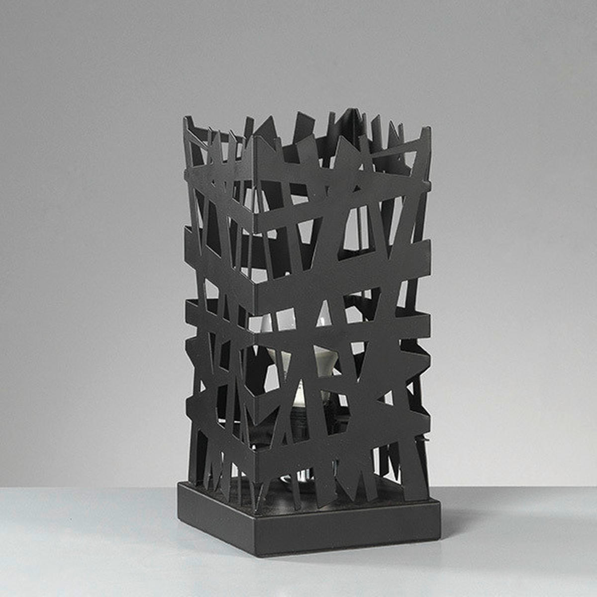 STOLNÍ LAMPA, E27, 14/29 cm  - černá/ostružinová, Design, kov (14/29cm)