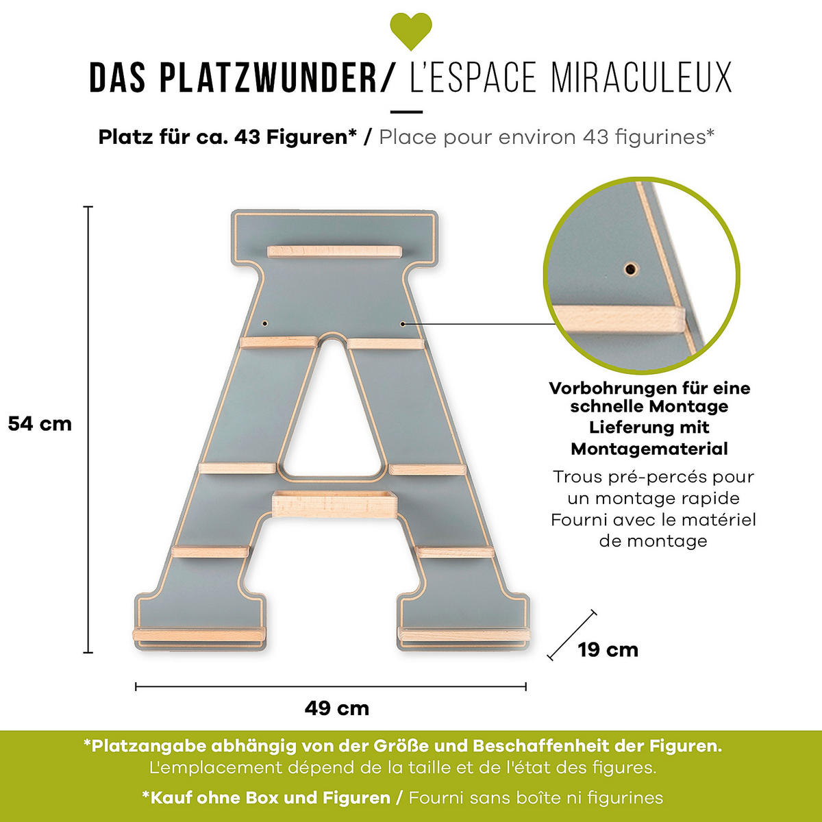 KINDERREGAL Grau  - Grau, MODERN, Holzwerkstoff (49/54/19cm) - MID.YOU