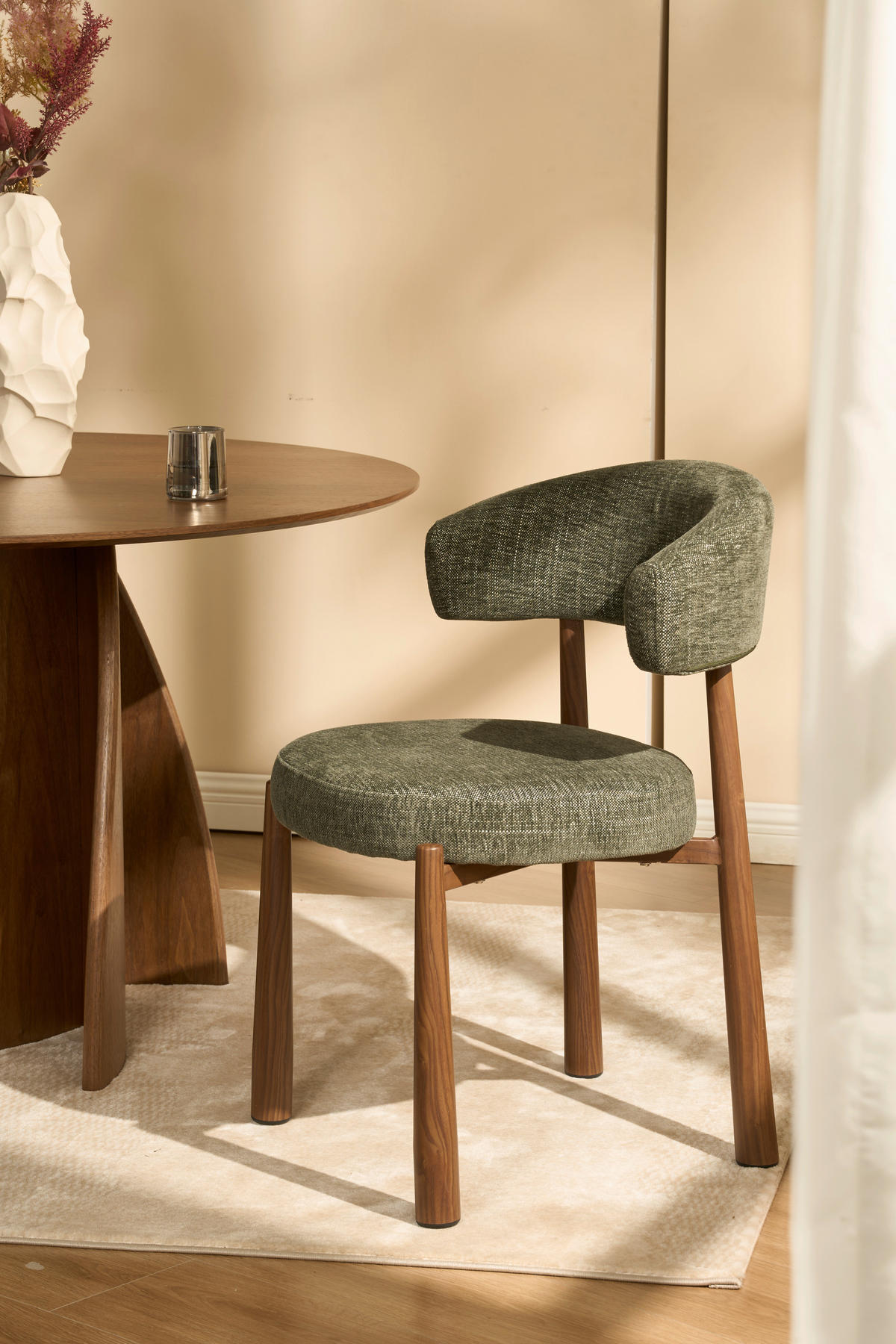 STUHL   Leinenoptik  Grau  - Walnussfarben/Grau, MODERN, Holz/Textil (47/81/50cm) - Livetastic