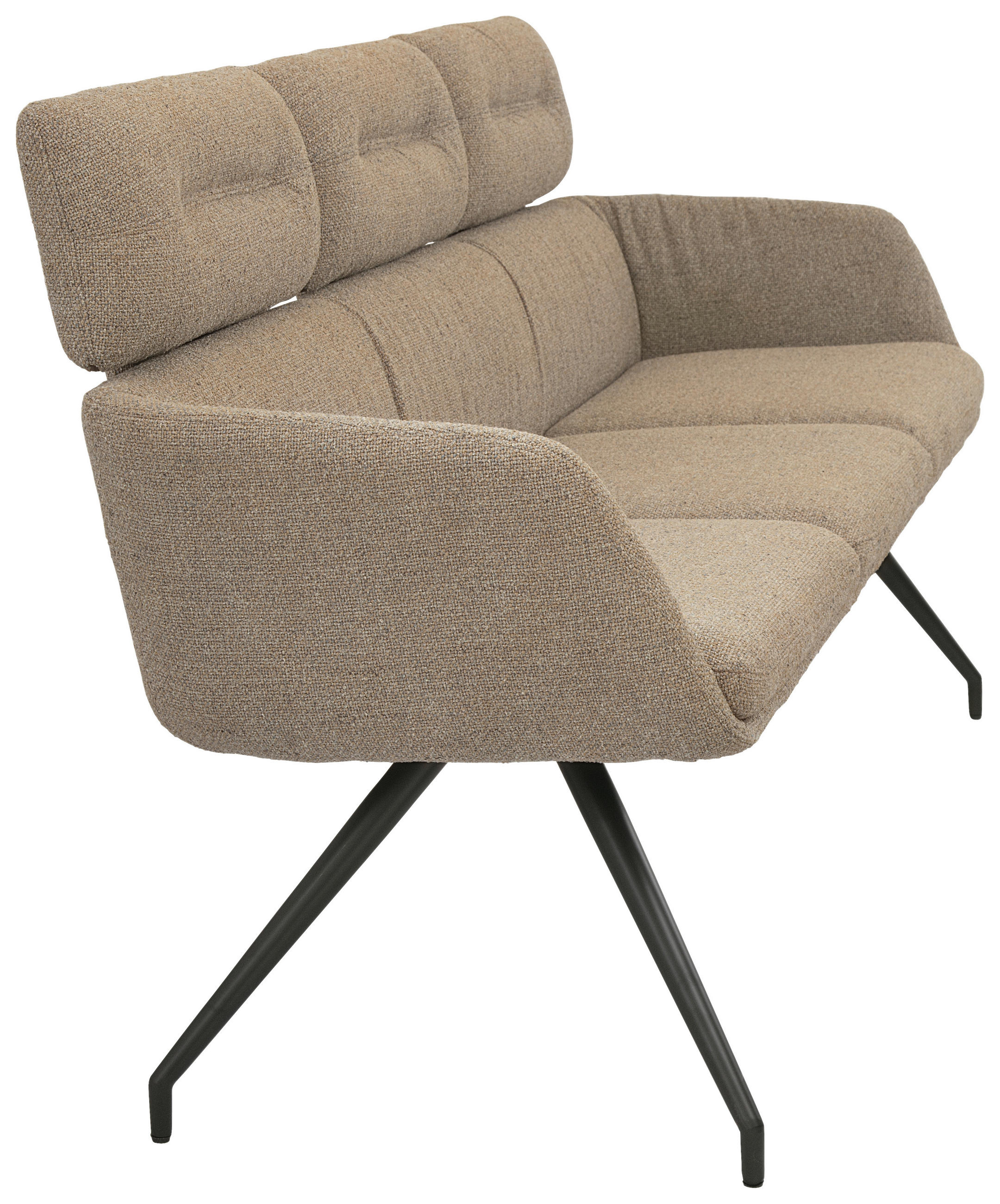SITZBANK 200/91/70 cm Webstoff Schwarz, Graubraun  - Graubraun/Schwarz, Design, Textil/Metall (200/91/70cm) - Dieter Knoll