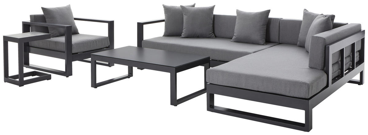 LOUNGEGARNITUR 3-teilig  248/180 cm  Aluminium  - Anthrazit, Design, Glas/Textil (248/180cm) - Amatio