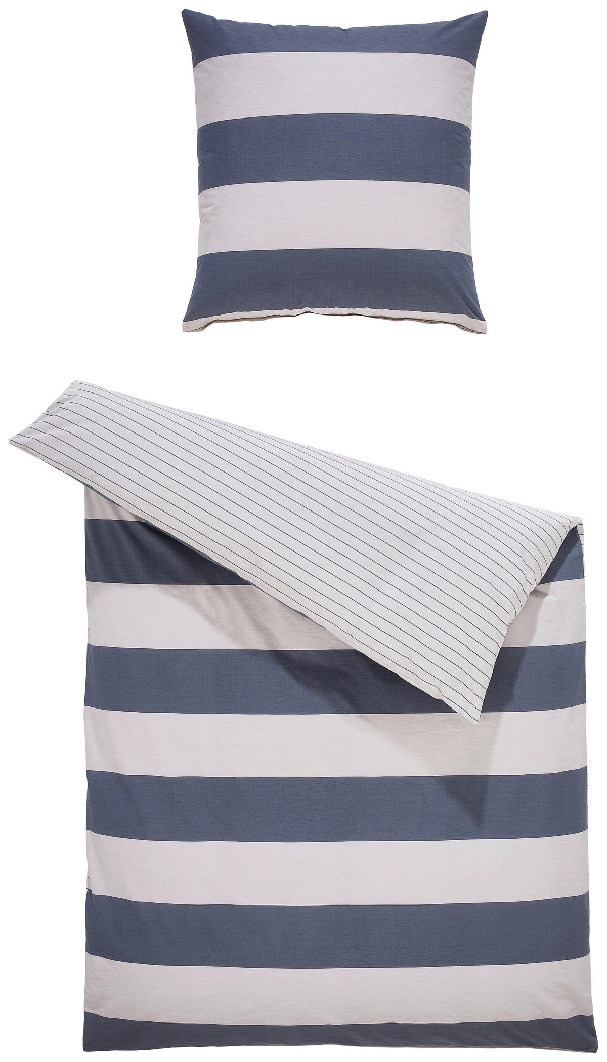 WENDEBETTWÄSCHE Renforcé 155/220 cm  - Sandfarben/Dunkelgrau, Design, Textil (155/220cm) - Tom Tailor