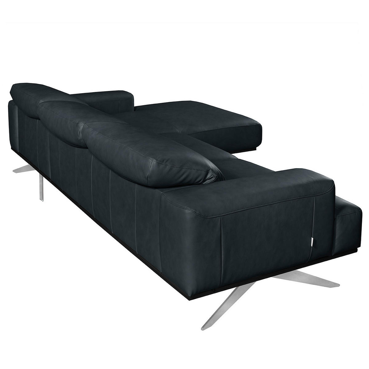 ECKSOFA  in Echtleder Blau  187/295 cm  - Chromfarben/Blau, Design, Leder/Metall (187/295cm) - Livetastic