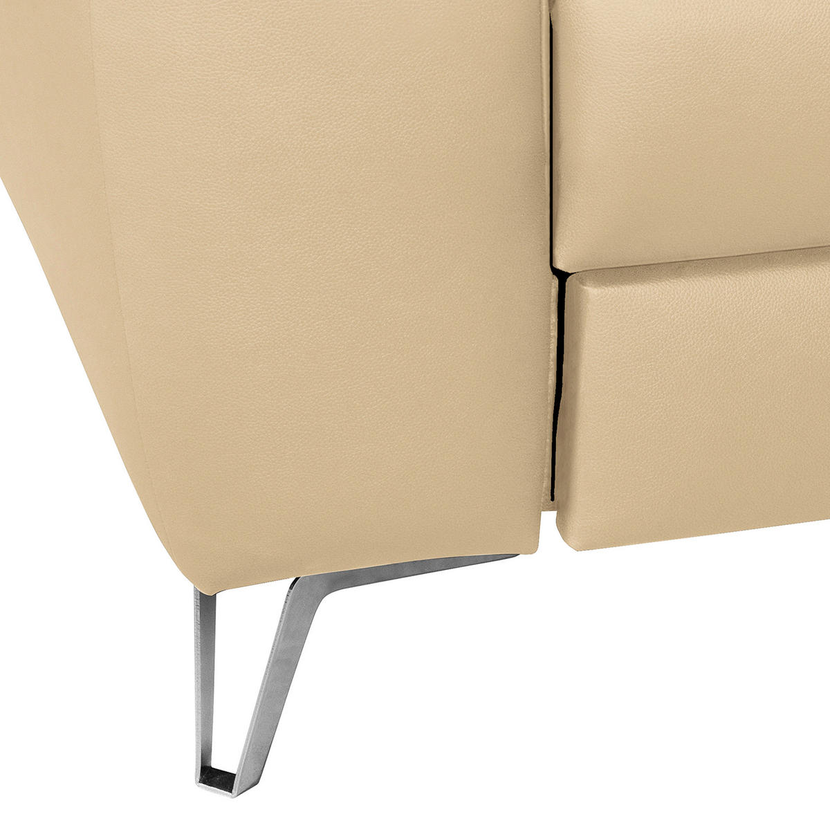 ECKSOFA in Lederlook Echtleder Beige  - Chromfarben/Beige, Design, Leder/Textil (241/168cm) - Livetastic