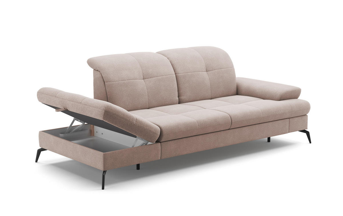 RÉCAMIERE in Flachgewebe Greige  - Greige/Schwarz, Konventionell, Textil/Metall (231/90/122cm) - Sit & More