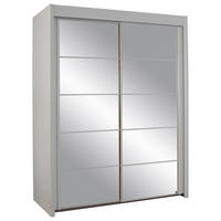 SCHWEBETÜRENSCHRANK 151/235/65 cm 2-türig Weiß  - Weiß, Basics, Glas/Holzwerkstoff (151/235/65cm) - Cantus