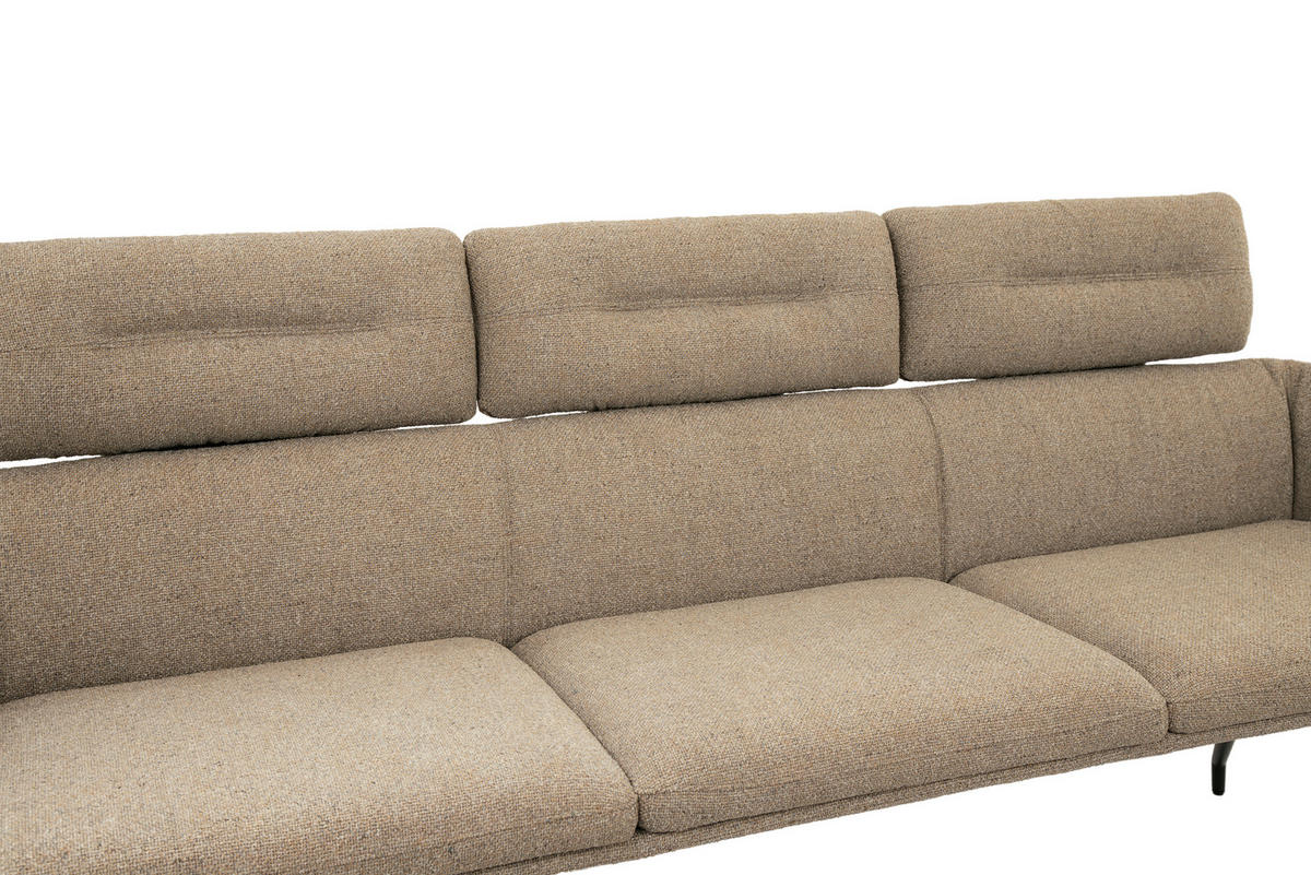 SITZBANK 200/91/70 cm Webstoff Schwarz, Graubraun  - Graubraun/Schwarz, Design, Textil/Metall (200/91/70cm) - Dieter Knoll
