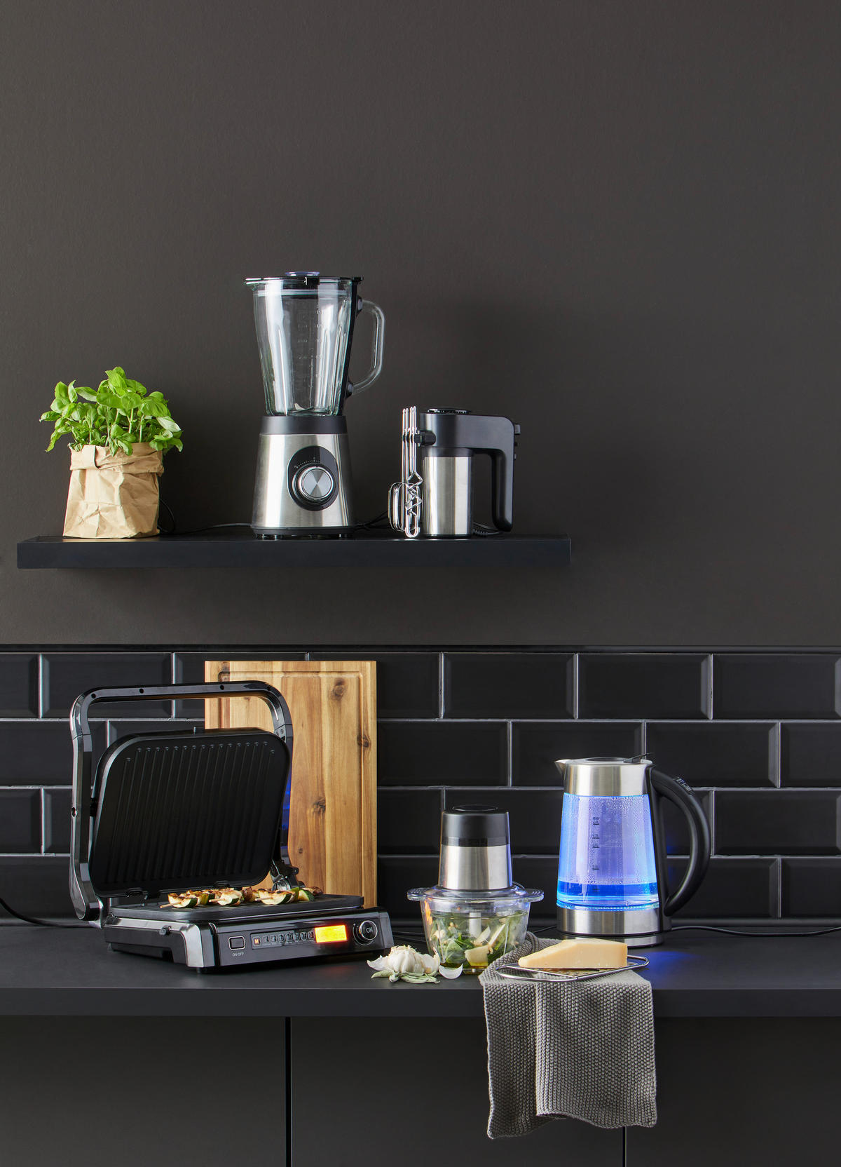 KONTAKTGRILL  - Edelstahlfarben/Schwarz, Design, Kunststoff/Metall (40/38/19cm) - Mican