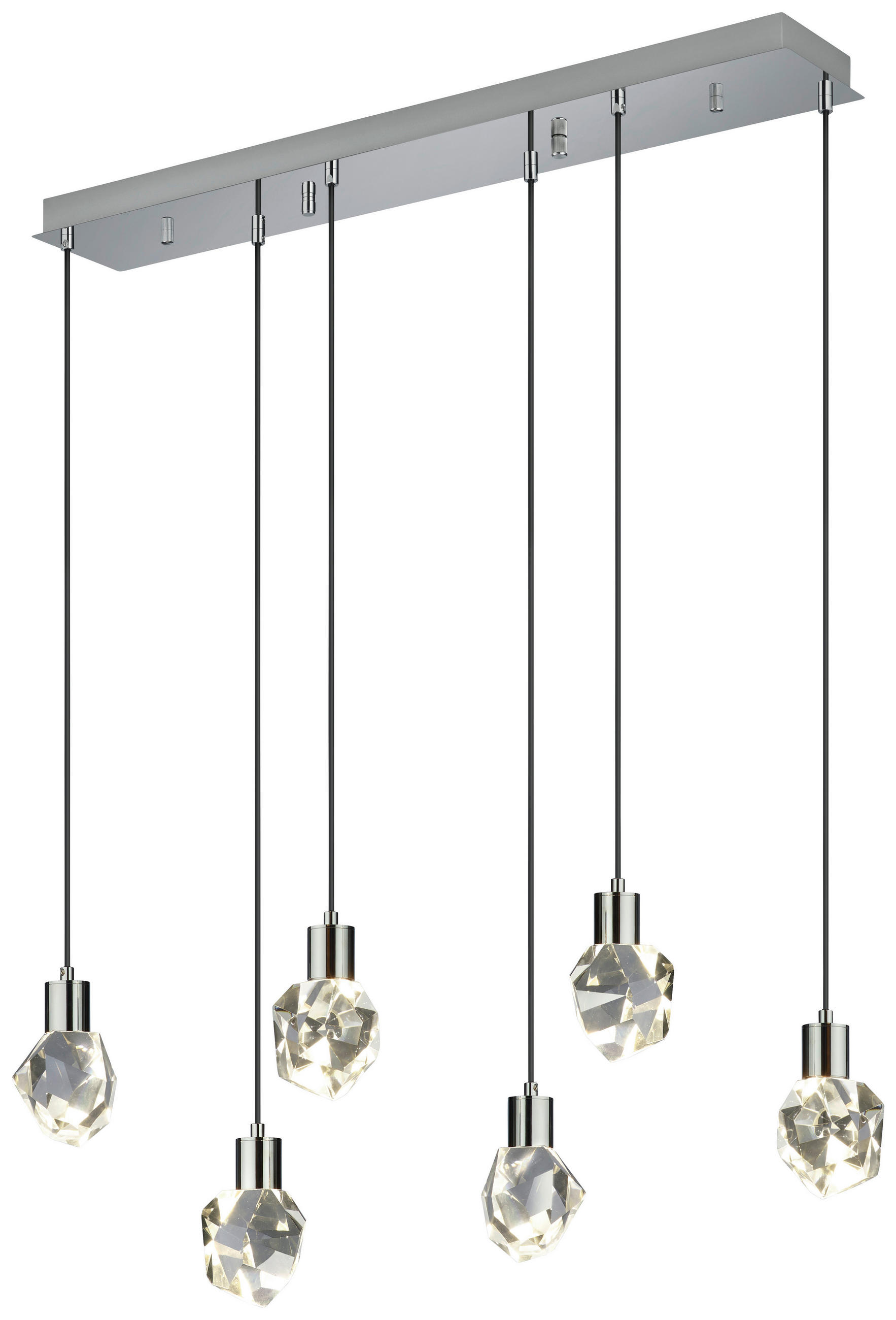 KRISTÁLY FÜGGŐLÁMPA - króm/áttetsző, Design, Üveg/fém (96/20/150cm)