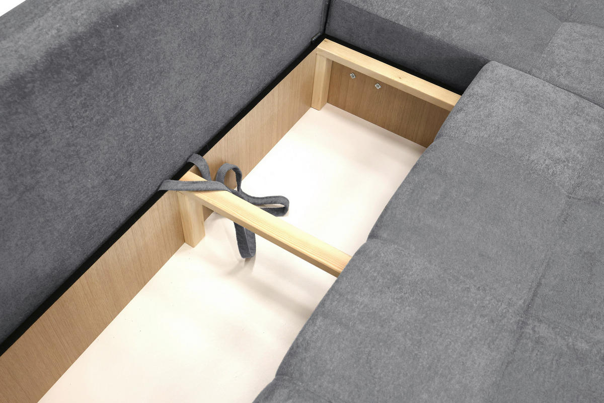 ECKSOFA LAGUNA Grau Frottee  - Schwarz/Grau, Design, Kunststoff/Textil (260/143cm) - MID.YOU