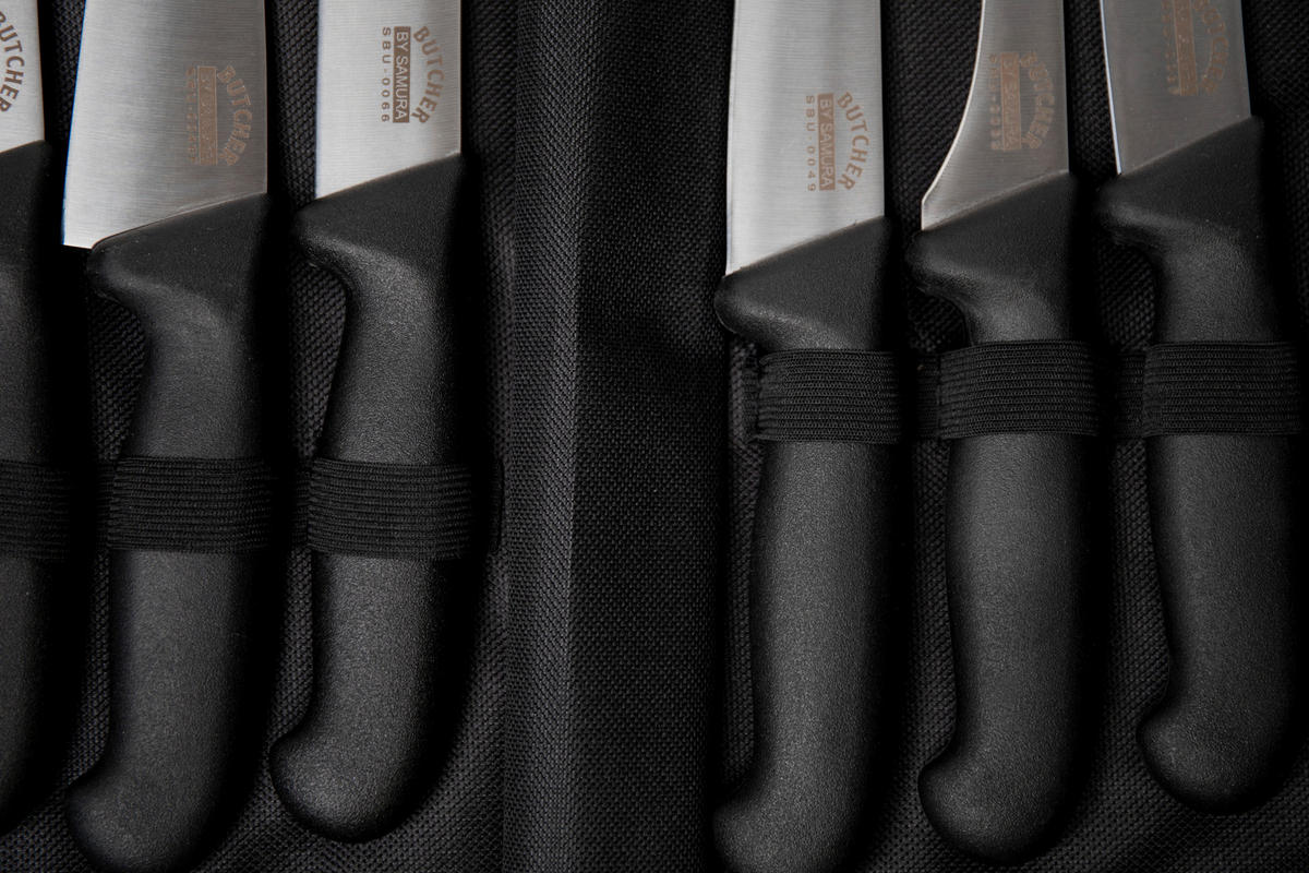 SET NOŽEV  BUTCHER 6-delni - srebrne barve/črna, Basics, kovina/umetna masa - Samura