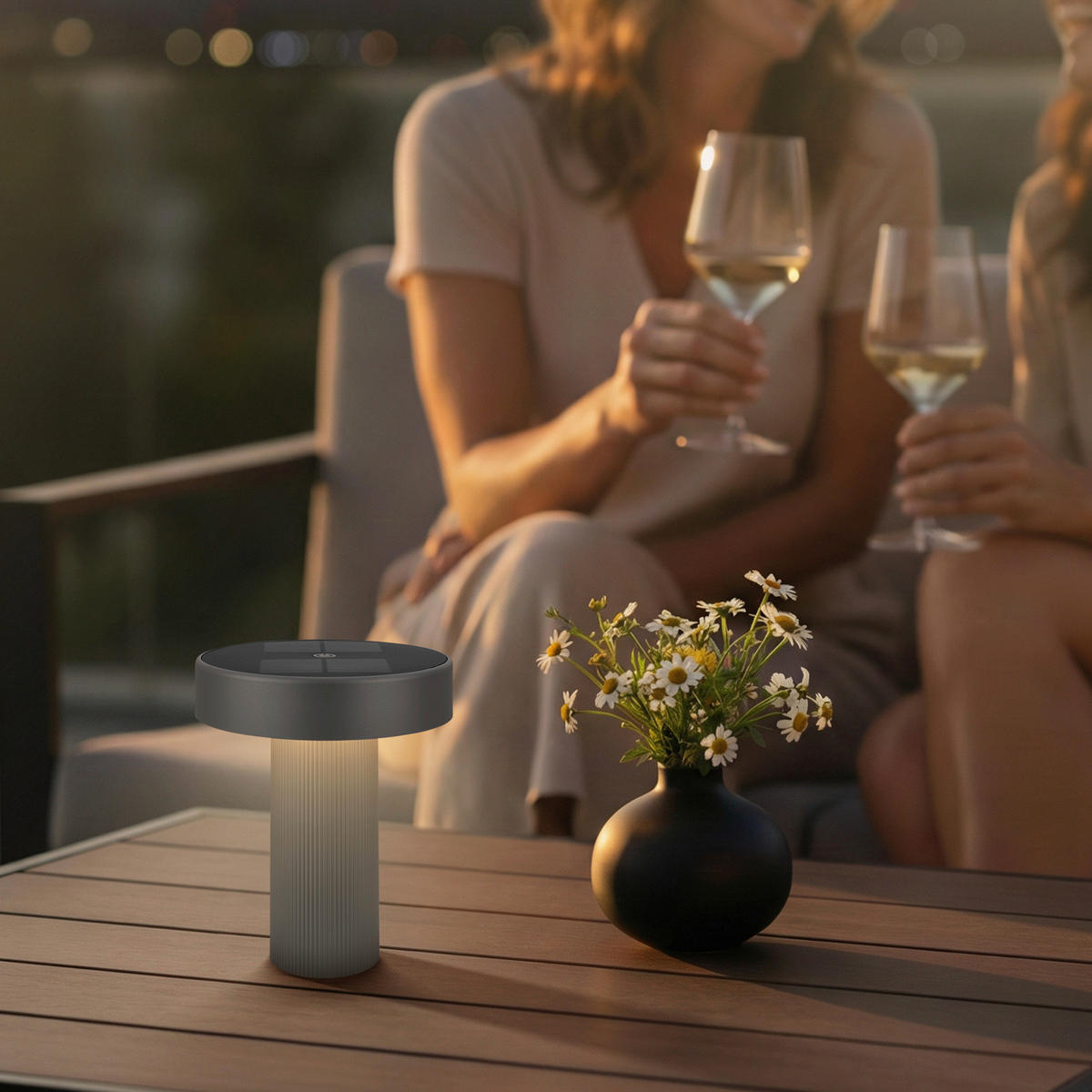 AKKU-TISCHLEUCHTE 16/20 cm  - Anthrazit, Design, Kunststoff (16/20cm)