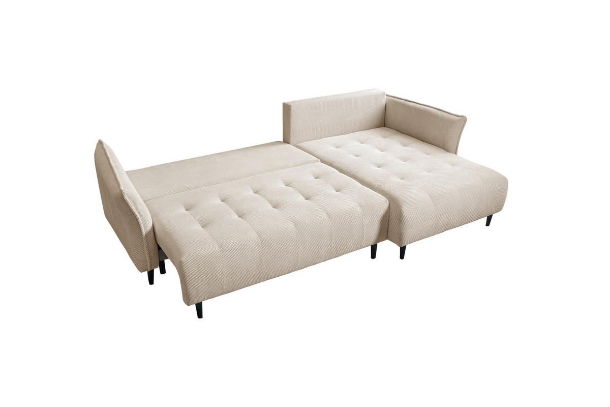 ECKSOFA MONTE CARLO Creme Struktur, Plüsch  - Creme/Schwarz, Trend, Textil (290/160cm) - MID.YOU